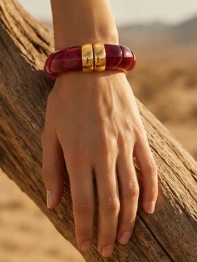 Burgundy Bracelet with Gold Accents